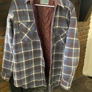 Brown and Maroon Lightweight Shirt Jacket with Quilted Lining